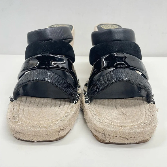 VINCE CAMUTO Black Molisana Wedge Slip On Leather Espadrille Shoes Size 11 - Picture 6 of 9